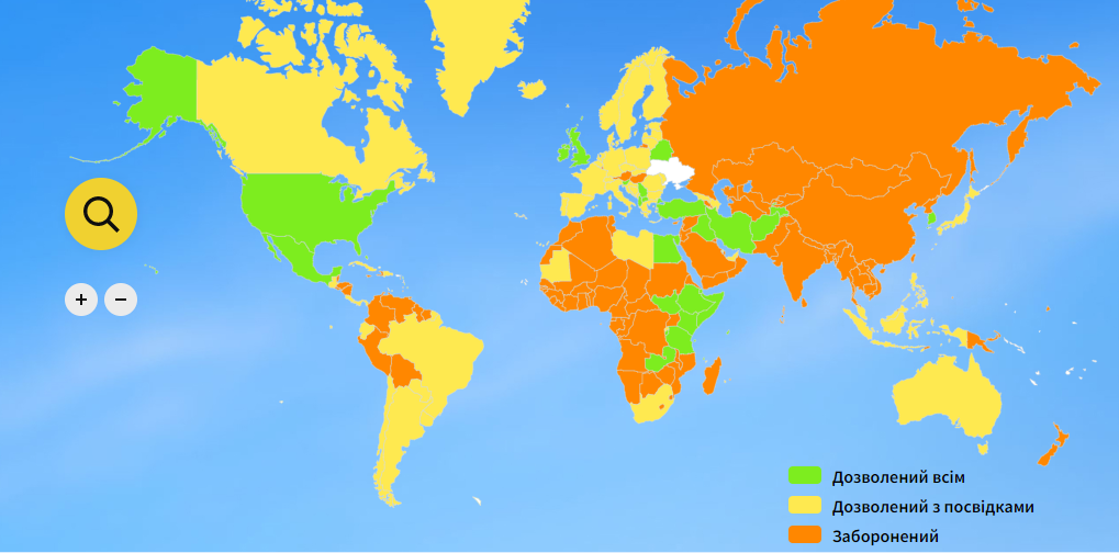 Какие страны открыли границы для Украины