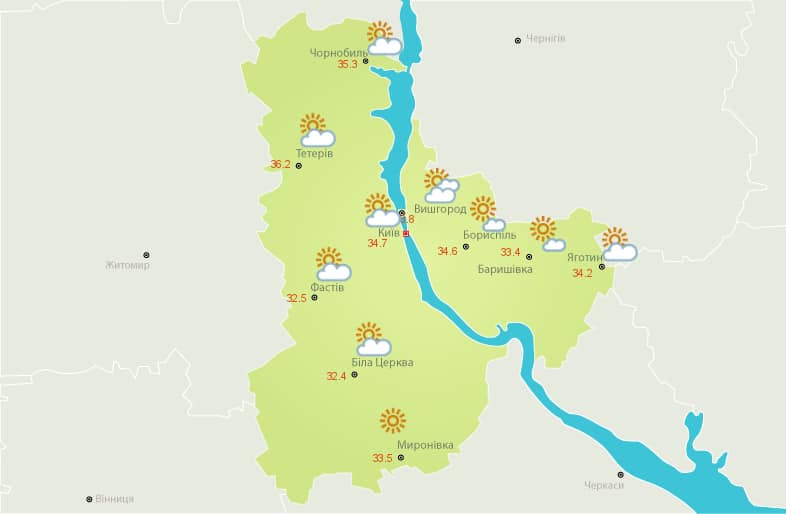 карта погоды в Украине