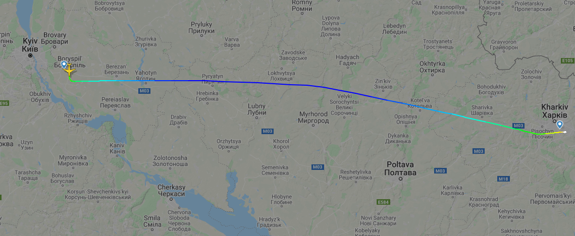 Скриншот с сайта flightradar