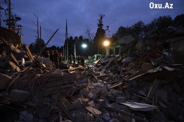 В результате обстрела азербайджанского города Гаянджи погибли 7 человек. Фото: oxu.az