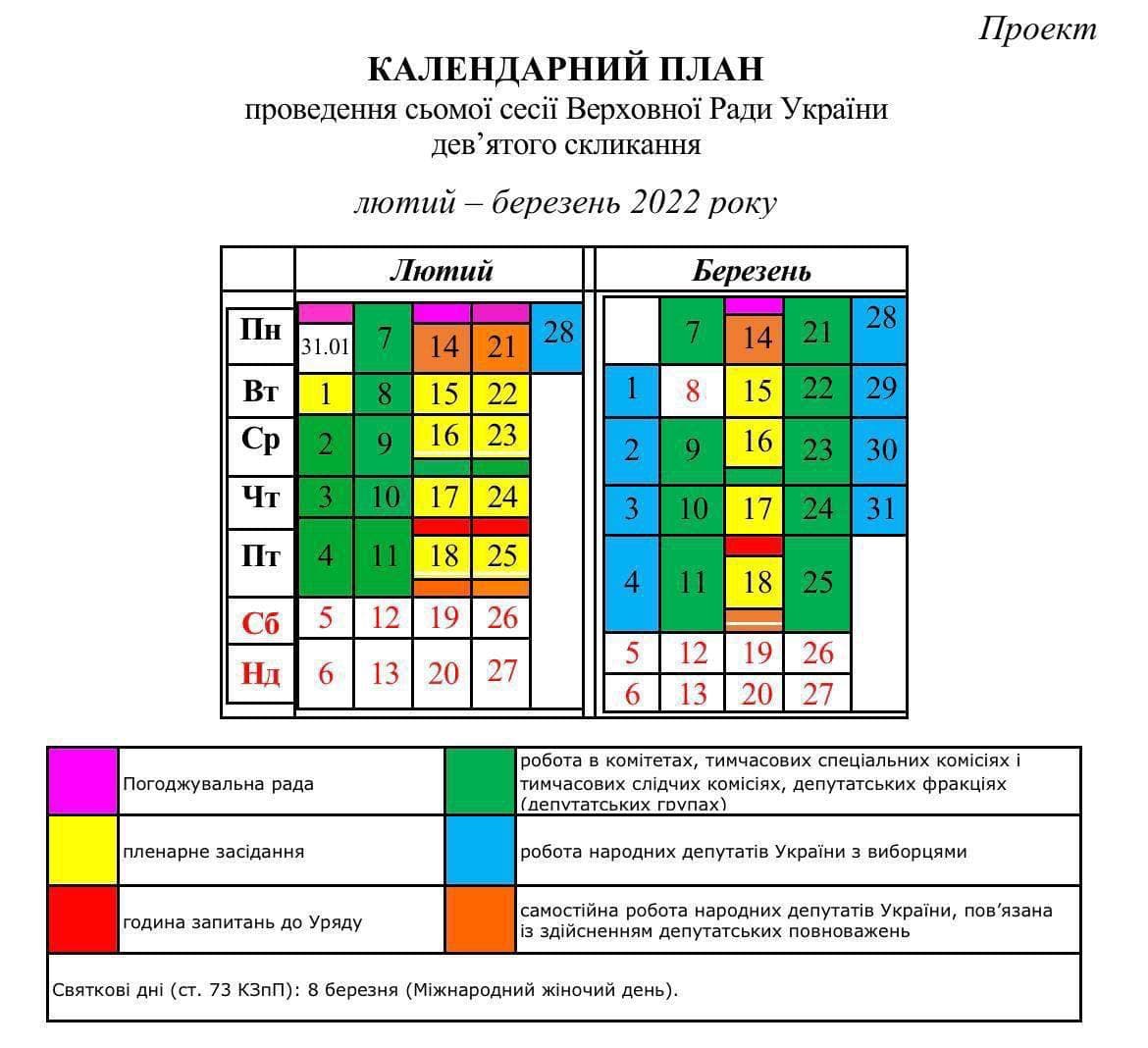 Календарный план Рады