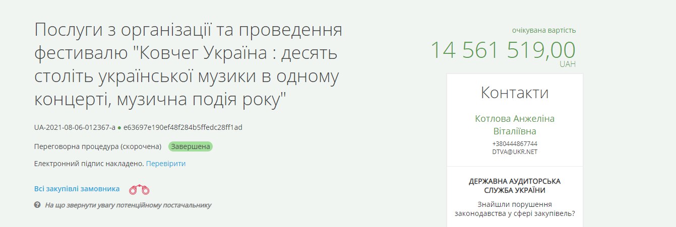 В сумме на организацию бесплатного концерта потратили 15 млн гривен